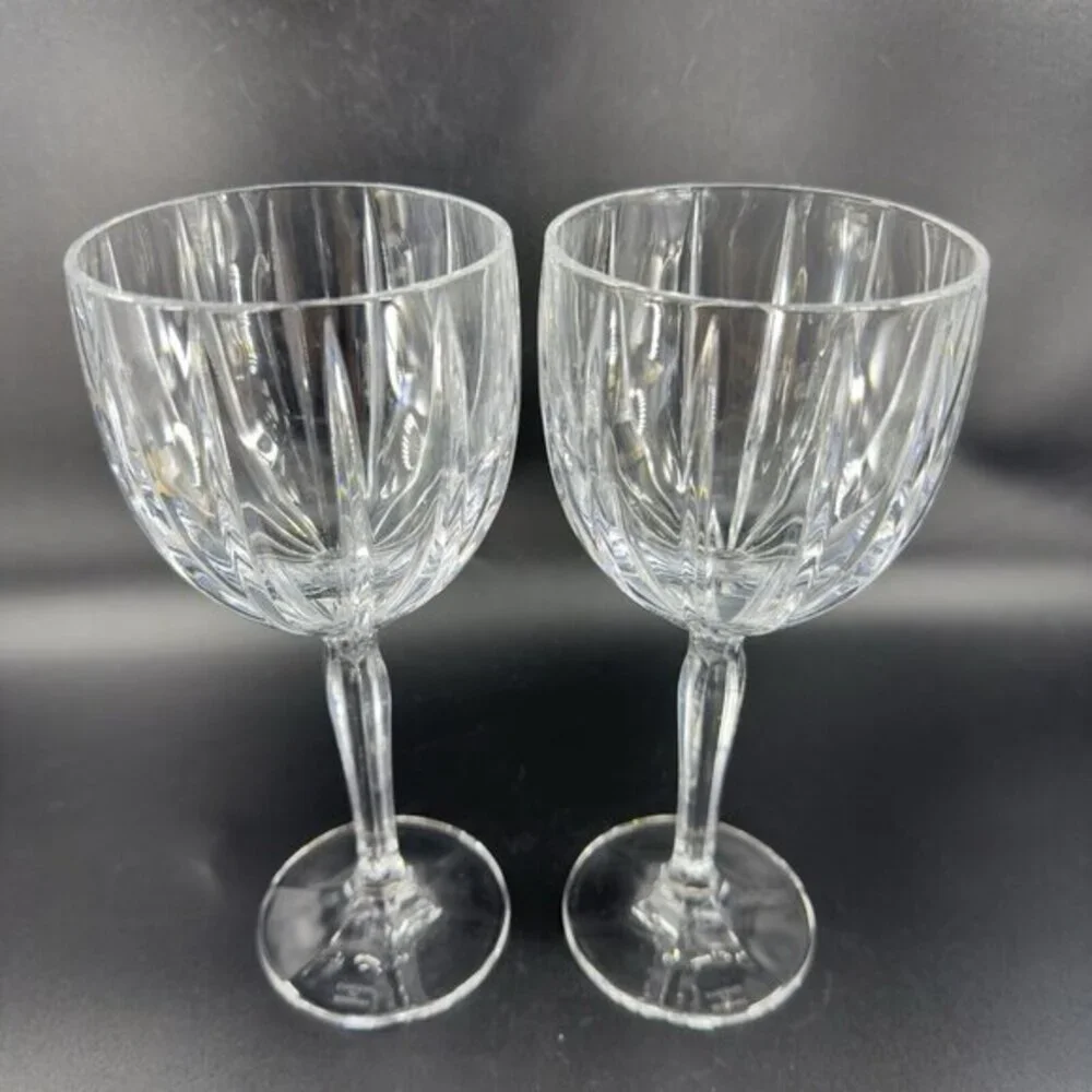 Waterford Marquis Omega Large Heavy‎ Clear Crystal 2 Glass Goblet Drinking Cups